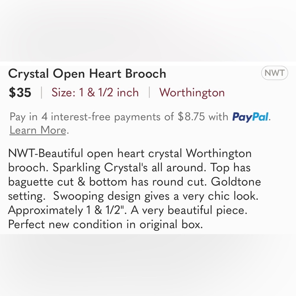 Crystal Open Heart Brooch - Picture 8 of 8